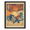 Cuadro Mario Sonic Playa Juego Game Ola Kanagawa Mar Japón Marco Negro