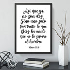 Cuadro Versiculo Biblia Mateo 19:6 Matrimonio Unidad Dios Marco Negro