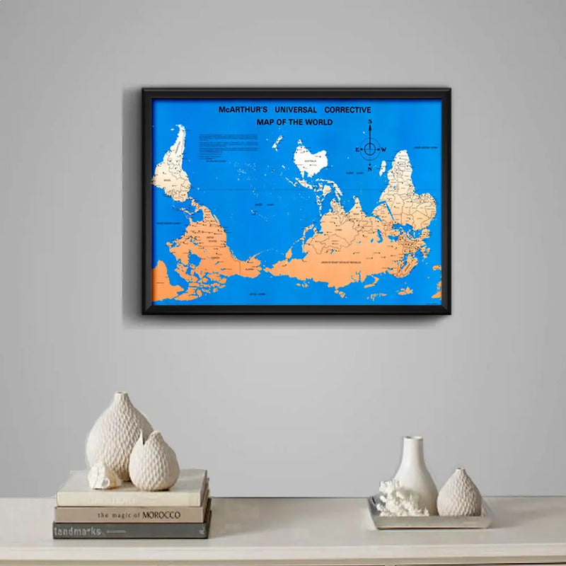 Cuadro Mapa Universal De Mcarthur Mapa Al Revés Decoracion