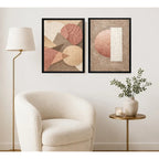 Set 2 Cuadros Boho Arte Abstracto Japandi Rosé Decora Living Marco Negro