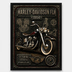 Cuadro Harley Davidson Moto Icónico Detalles Specs Efecto 3d Marco Negro