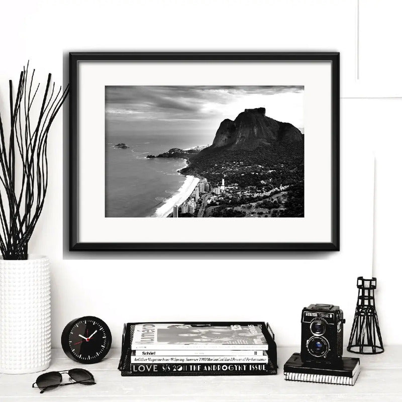 Cuadro Rio De Janeiro Fotos Blanco Negro Brs9 Con Paspartú Piedra Da Gávea Con Marco Negro