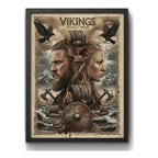 Cuadro Vikings Serie Tv Vikingos Arte Medieval Decoracion B2 Marco Negro