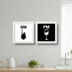 Set 2 Cuadros Am Pm Mate Vino Cocina Living Decoracion