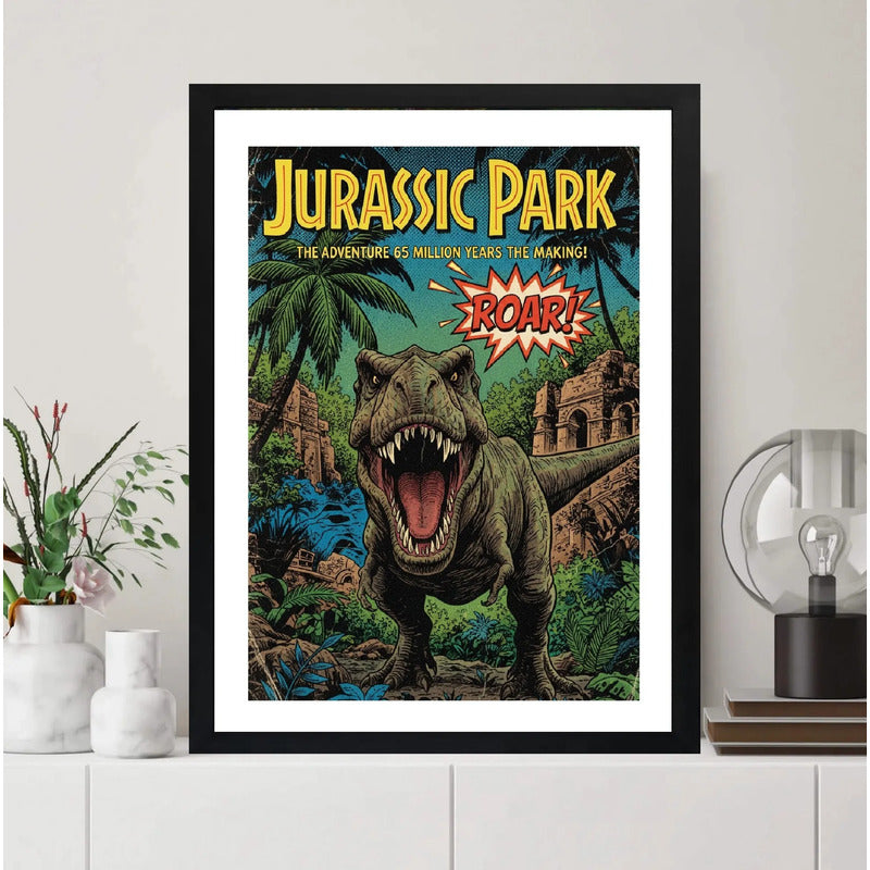 Cuadro Jurassic Park Comics Pelicula Dinosaurio Spielberg Marco Negro