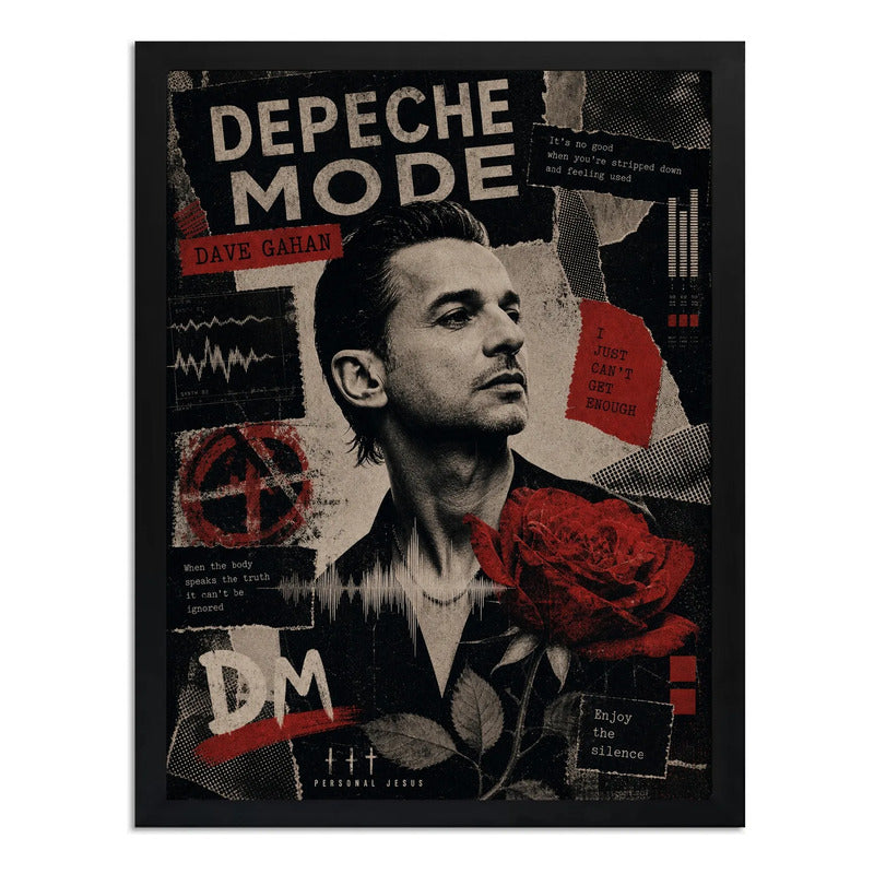Cuadro Depeche Mode Dave Gahan Arte Vintage Rock Pop Marco Negro