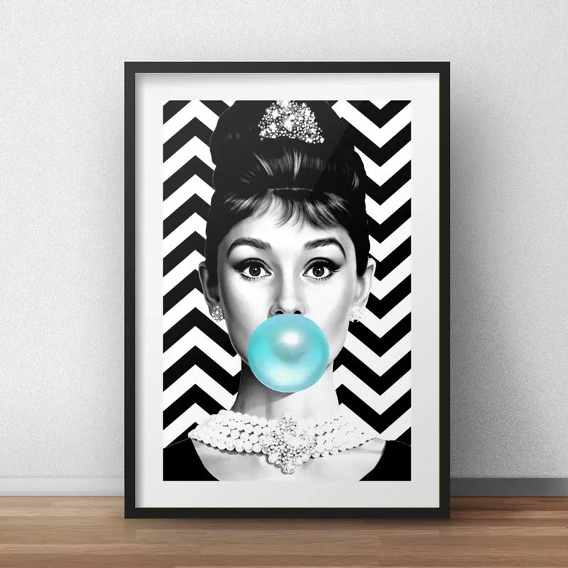 Cuadro Audrey Hepburn Chicle Pop Fashion Decoracion Paspartú