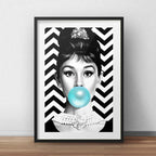 Cuadro Audrey Hepburn Chicle Pop Fashion Decoracion Paspartú