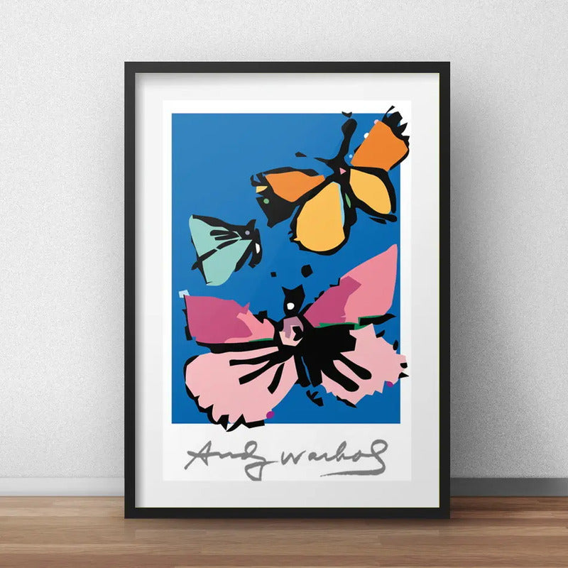 Cuadro Andy Warhol Pop Art Mariposas Decoracion Con Paspartu Marco Negro