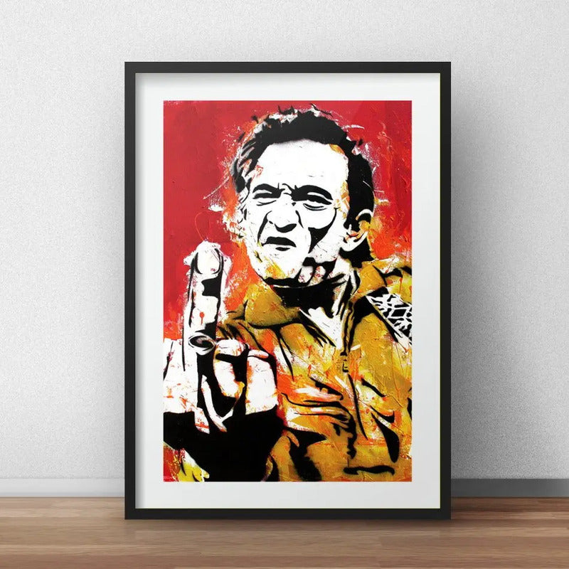 Cuadro Johnny Cash Pop Art Rock Decoracion Con Paspartú Marco Negro