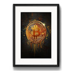 Cuadro Bitcoin Moneda Virtual Bolsa Decoracion Con Paspartú Marco Negro
