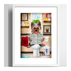 Cuadro Perro Yorkshire Baño Mascota Decoracion Con Paspartú