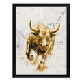 Cuadro Toro De Wall Street Dorado Arte Financiera Decoracion Marco Negro
