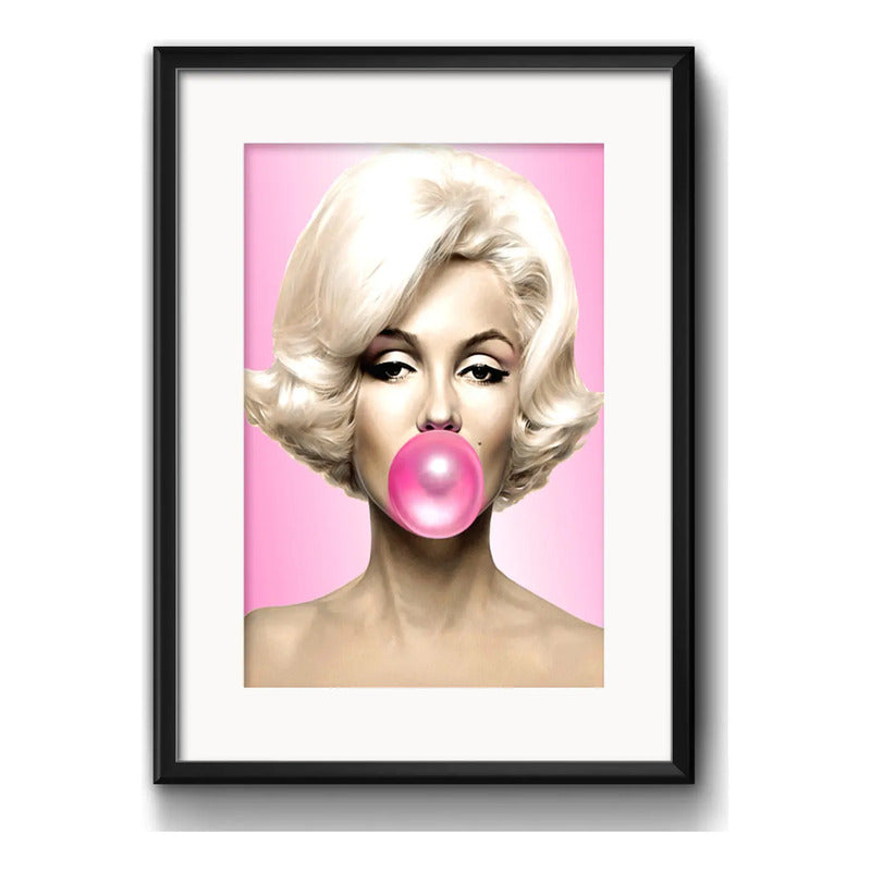 Cuadro Marilyn Monroe Chicle Goma Pop Art Con Paspartu