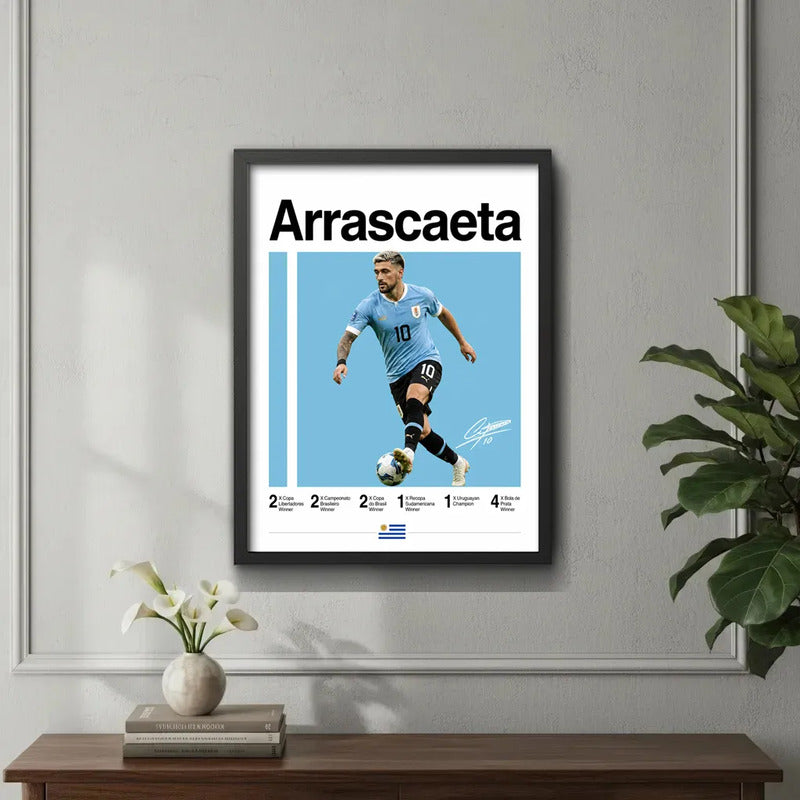 Cuadro Arrascaeta Jugador Fútbol Logros Signature Deportes Marco Negro