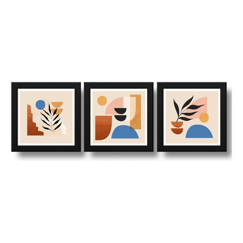 Set 3 Cuadros Boho Chic Hojas Flor Arte Decoracion