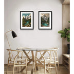 Set 2 Cuadros Paisaje Montañosa Textura 3d Brs1 Con Paspartu 43x33cm Cada Cuadro Negro