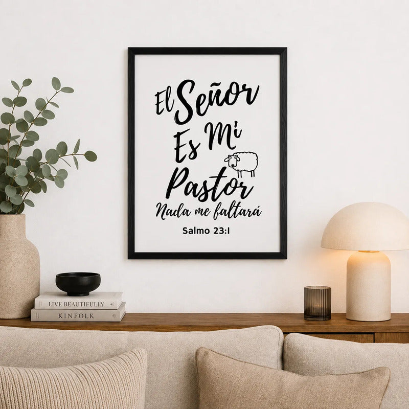 Cuadro Versiculo Biblia Salmo 23 El Señor Es Mi Pastor Dios Marco Negro