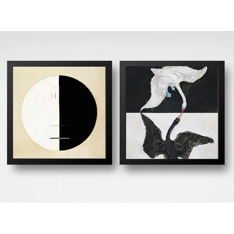 Set 2 Cuadros Hilma Af Klint Arte Abstracto Museo Buda Cisne Marco Negro