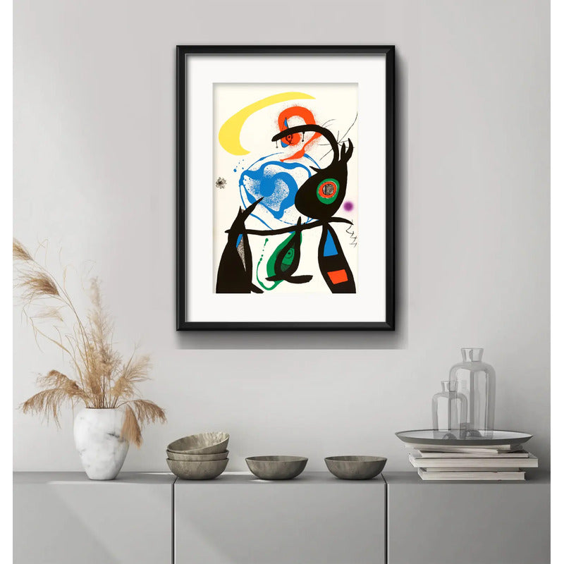 Cuadro Joan Miró Oda Lámina 8 Abstracto 53x43cm Con Paspartú Marco Negro
