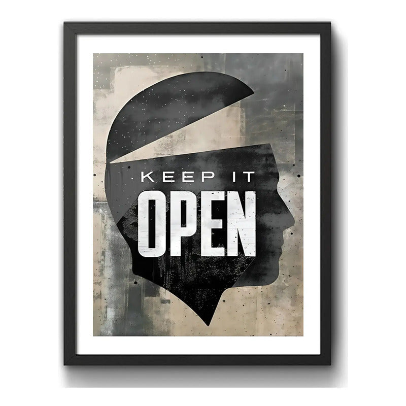 Cuadro Keep It Open Frase Motivacional Coach Decoracion Marco Negro