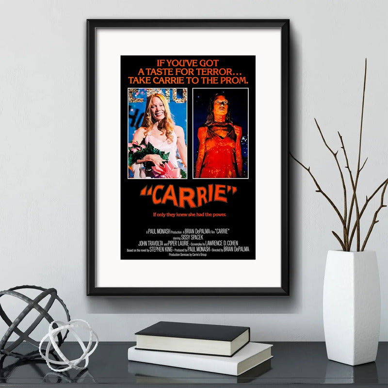 Cuadro Carrie Pelicula Terror Cinema Arte Con Paspartú Marco Negro