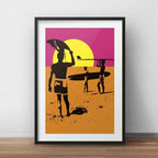 Cuadro Surf Pop Art Surfing Tabla Playa Mar Con Paspartu Marco Negro