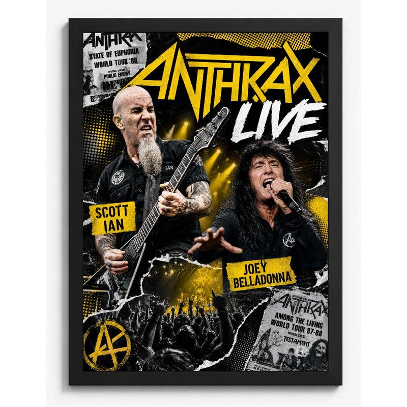 Cuadro Anthrax New York Thrash Heavy Metal Rock Arte Vintage Marco Negro