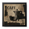 Cuadro Living Comedor Cocina Café Cafetera Moka 33x33cm Marco Negro