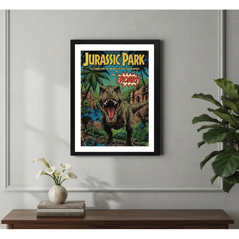 Cuadro Jurassic Park Comics Pelicula Dinosaurio Spielberg Marco Negro
