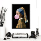 Cuadro La Joven De La Perla Chicle Johannes Vermeer Pop Art Marco Negro