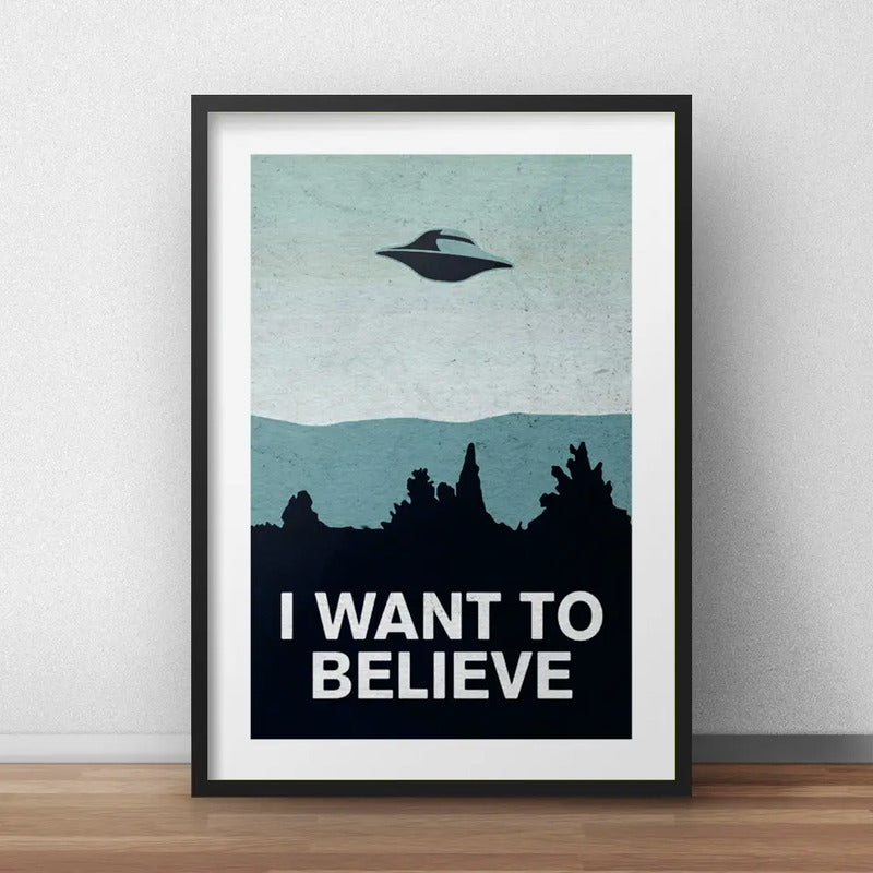 Cuadro The X-files Minimalista Archivos X Serie Con Paspartú Marco Negro
