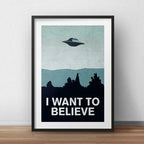 Cuadro The X-files Minimalista Archivos X Serie Con Paspartú Marco Negro