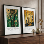 Set 2 Cuadros Gustav Klimt Árbol De La Vida Con Paspartú Marco Negro
