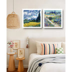 Set 2 Cuadros Living Dormitorio Van Gogh Obras Brs2 33x33cm Marco Blanco