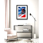 Cuadro Moto Gp Carrera Motociclismo Br1 53x43cm Con Paspartú Marco Negro
