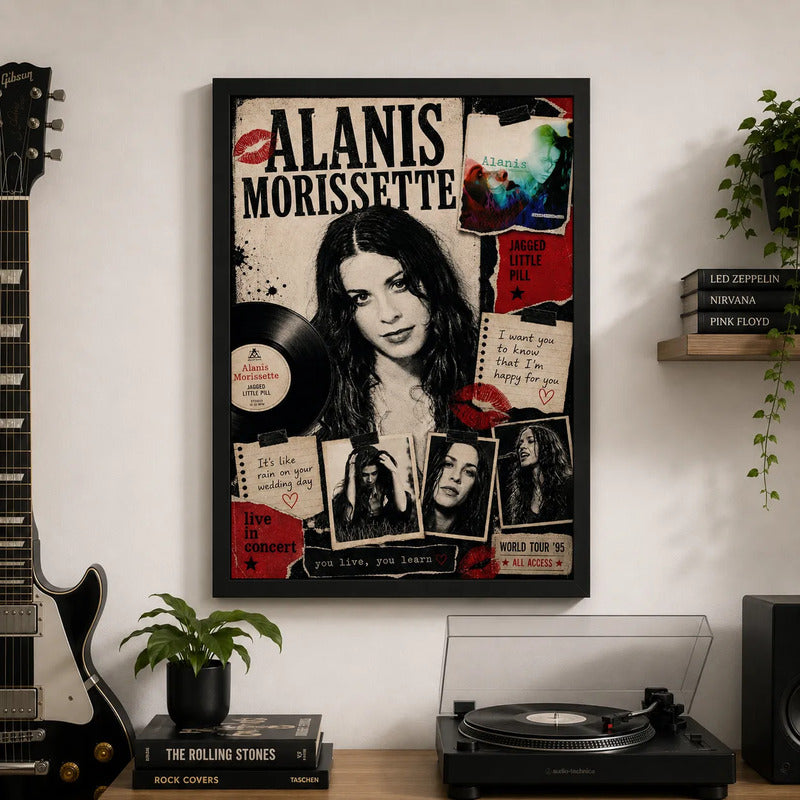 Cuadro Alanis Morissette Jagged Little Pill Rock Art Vintage Marco Negro