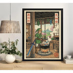 Cuadro Zelda Chef Cocina Hongos Comida Japón Game Decoracion Marco Negro