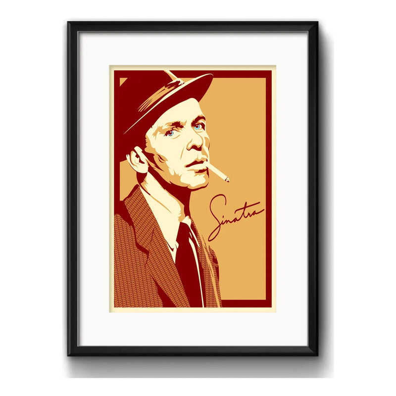 Cuadro Frank Sinatra Cantante Jazz Musica Brs2 Con Paspartú Marco Negro