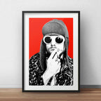 Cuadro Kurt Cobain Nirvana Rock Musica Brs2 Con Paspartú Marco Negro