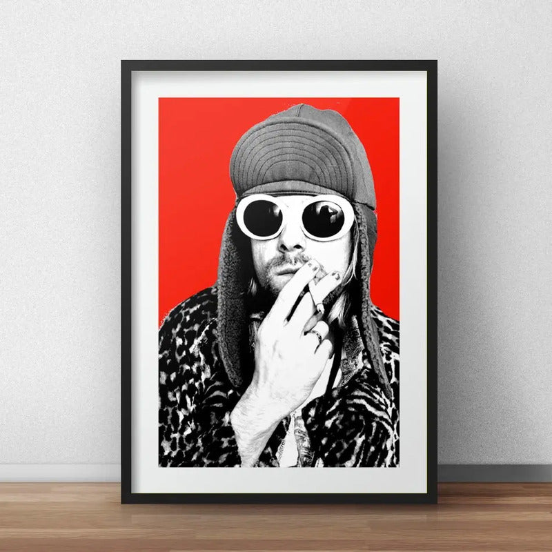 Cuadro Kurt Cobain Nirvana Rock Musica Brs2 Con Paspartú Marco Negro