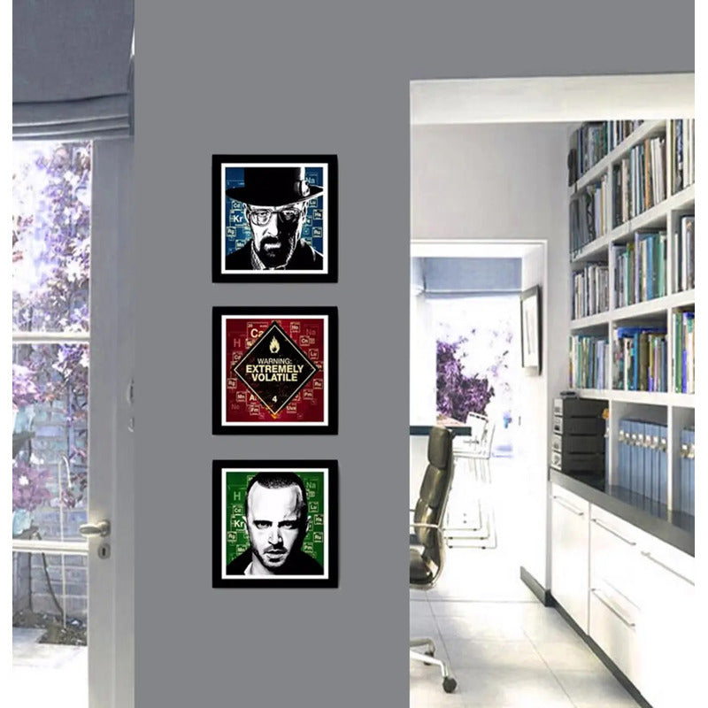 Set 3 Cuadros Breaking Bad Heisenberg Walter Jesse Pinkman Marco Negro
