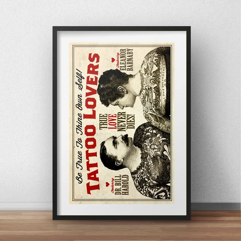 Cuadro Tattoo Lovers Tatuaje Old School Arte Con Paspartú Marco Negro