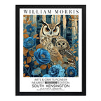 Cuadro Buho William Morris Arte Botanico Flores Exposición Marco Negro