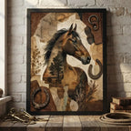 Cuadro Caballo Arboles Botanico Arte Animal Decoracion Marco Negro