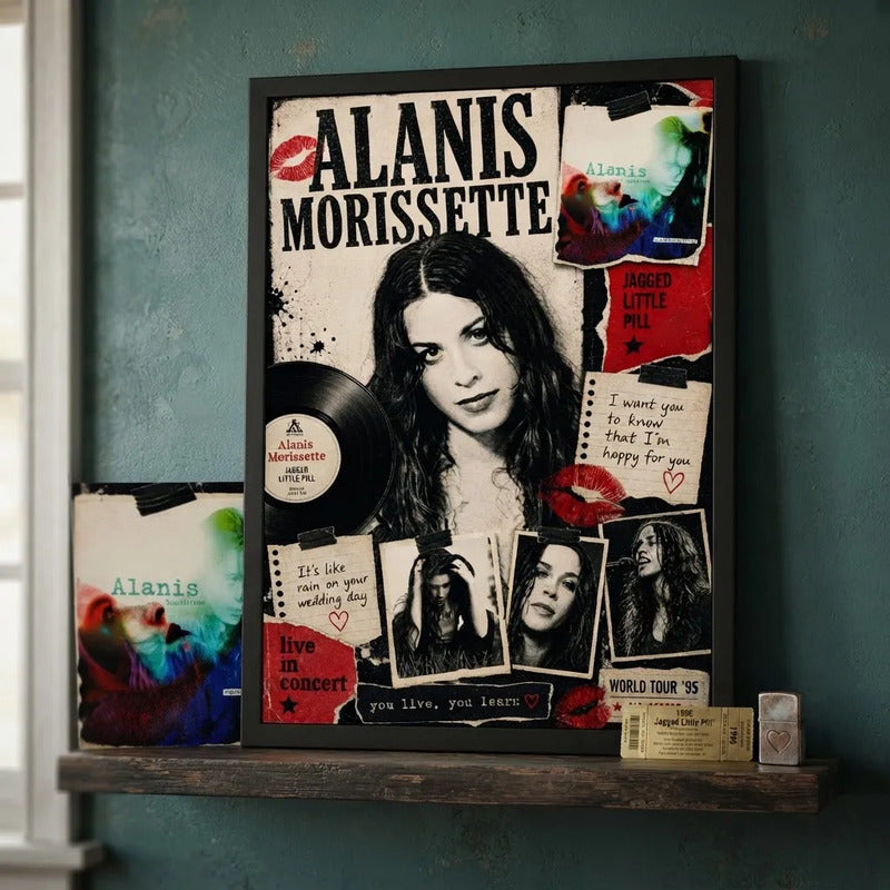 Cuadro Alanis Morissette Jagged Little Pill Rock Art Vintage Marco Negro