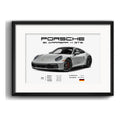 Cuadro Autos Y Camionetas Modelos Marcas Arte Con Paspartu Porsche Carrera 911 4 Gts Horizontal Con Marco Negro