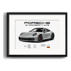 Cuadro Autos Y Camionetas Modelos Marcas Arte Con Paspartu Porsche Carrera 911 4 Gts Horizontal Con Marco Negro