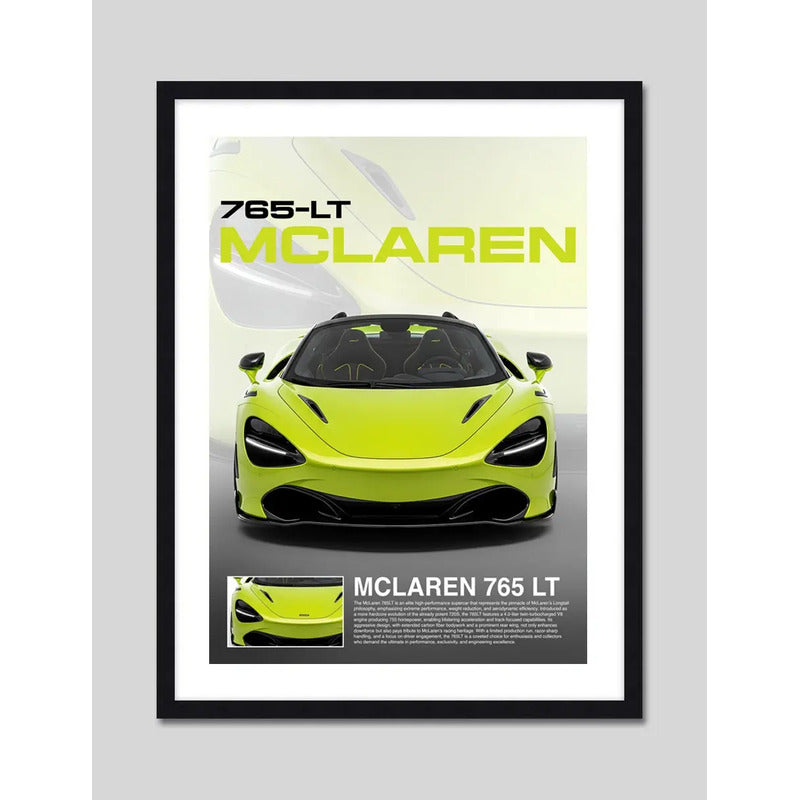 Cuadro Mclaren 765lt Auto Modelo Carrera Decoracion Marco Negro