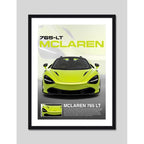 Cuadro Mclaren 765lt Auto Modelo Carrera Decoracion Marco Negro